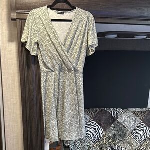 Gray Flutter Sleeve Wrap Sundress